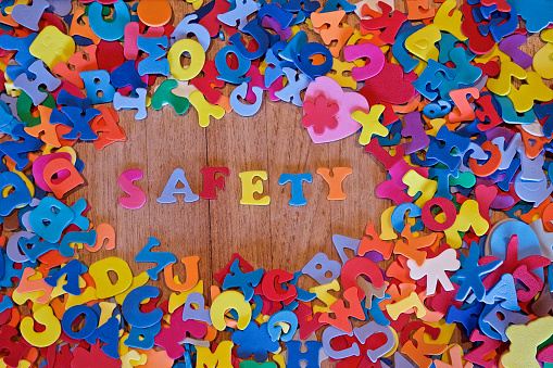 Safety spelt with colourful letters