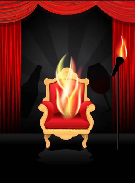 Vector illustration of Comedy Roast and toast concept with chair
