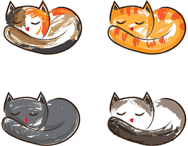 Sleeping Kitties Artwork - ilustração de arte vetorial