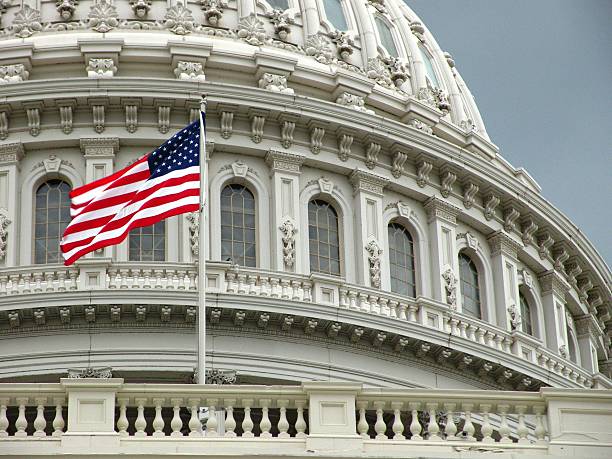 미국 국회 의사당 세부 사항 - washington dc architecture nobody american flag 뉴스 사진 이미지