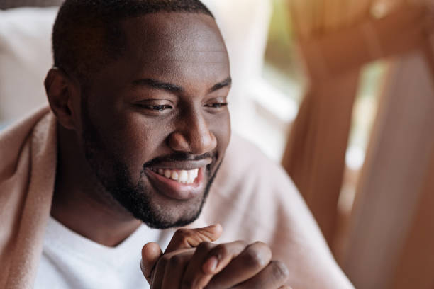 istock Delighted African American man having dinner in the cafe 637189714