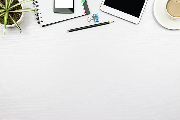 istock Office supplies at the desk 637190326