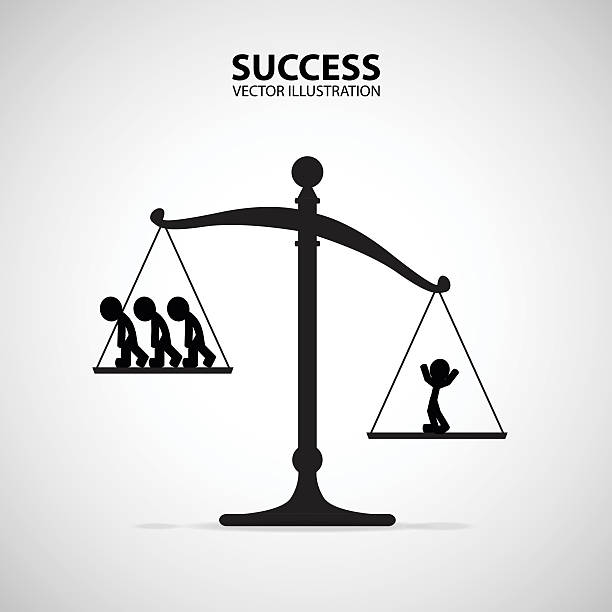 istock One positive happy successful man outweighing many people on scales. 637194710