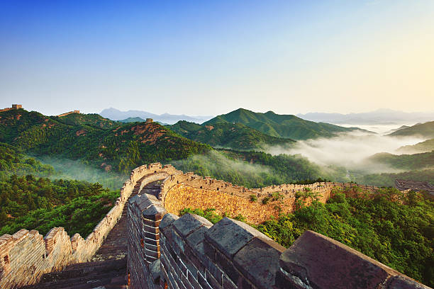 Great Wall of China in Morning Great wall of china and fog in the morning. jinshangling stock pictures, royalty-free photos & images