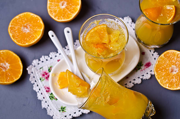 istock Orange jelly in glass 637196942