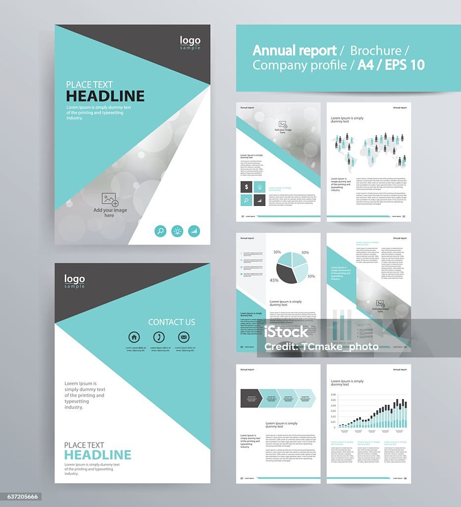 diseño de página para el perfil de la empresa, informe anual, - arte vectorial de Informe libre de derechos