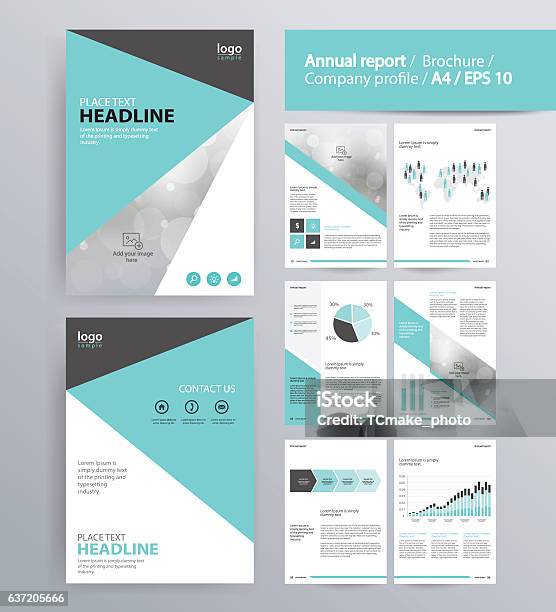 Ilustración de Diseño De Página Para El Perfil De La Empresa Informe Anual y más Vectores Libres de Derechos de Informe