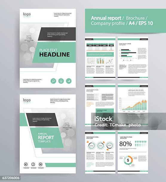 Page Layout For Company Profile Annual Report Stock Illustration - Download Image Now - Report - Document, Template, Annual Report