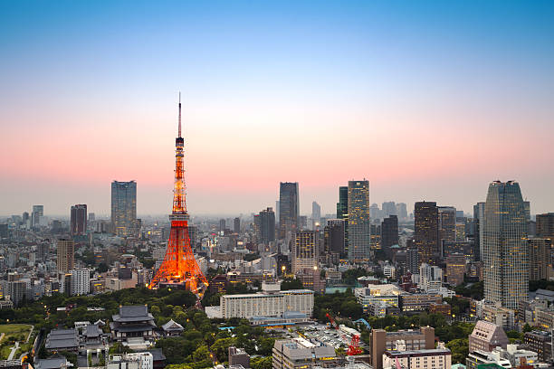istock Tokyo city skyline at sunset, Japan 637206428