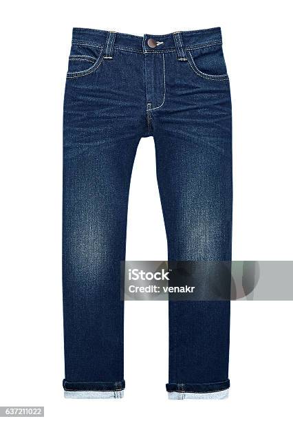 Trousers Isolated On White Stock Photo - Download Image Now - Jeans, White Background, Arts Culture and Entertainment