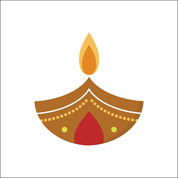 Vector diwali candle. Vector illustration traditional celebration happy diwali candle. Festival lamp celebration decoration. Traditional hindu religious culture spiritual symbol. diya oil lamp stock illustrations