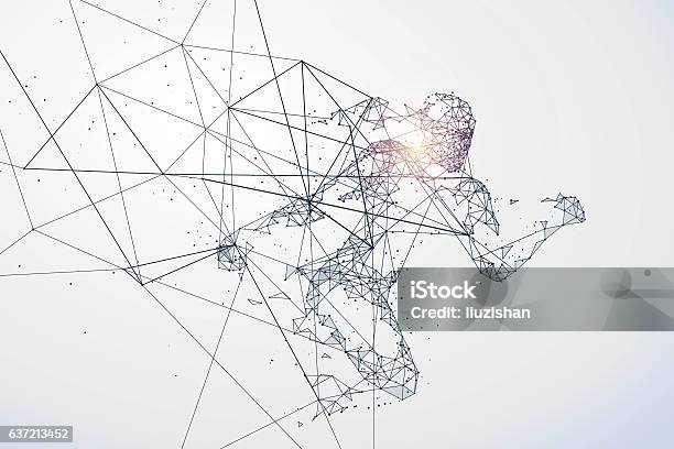 Running Mannetwork Connection Turned Into Vector Illustration Stock Illustration - Download Image Now