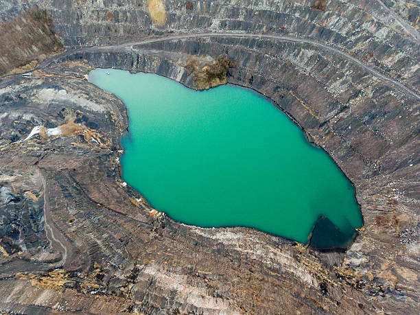 istock Mine lake with green water 637213798