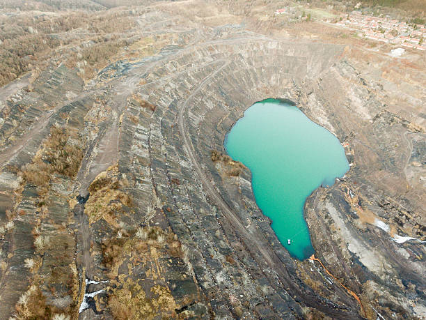 istock Mine lake with green water 637213904