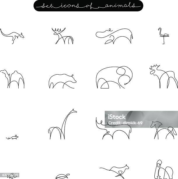 Icons Set Of Animals Stock Illustration - Download Image Now - Outline, Horse, Illustration
