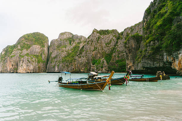 istock Boats  on Maya Bay beach 637218874
