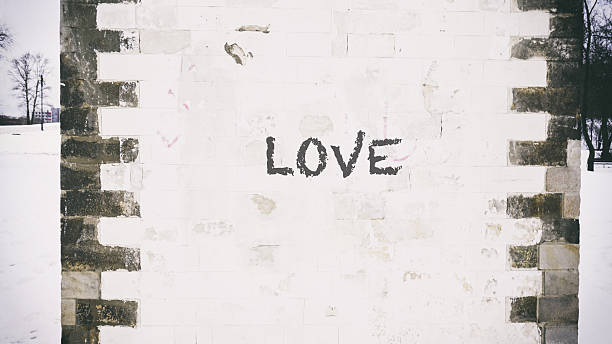 istock Bridge white stone column, words written on the wall 637220510