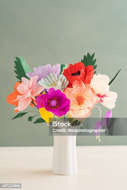 Handmade Paper Flowers Stock Photo - Download Image Now - Art And Craft, Bouquet, Craft