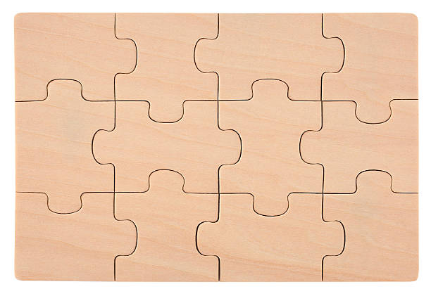 Wooden puzzles blank empty elements stock photo