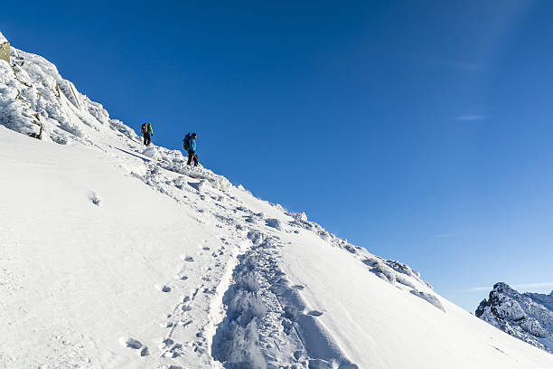 istock Tourists on a snowy slope. 637228204