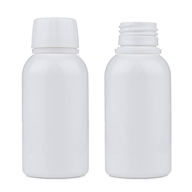 istock Blank white plastic pill or hygiene liquid bottle 637229660