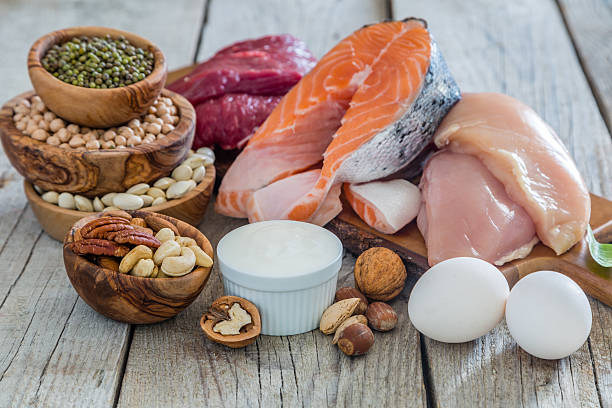 selección de alimentos para bajar de peso - proteína fotografías e imágenes de stock