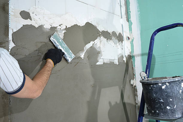 istock plasterer apply the plaster on the wall of a spatula 637229766