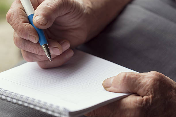istock Elderly woman writing 637230612