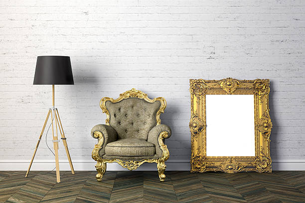 istock 3d vintage arm chair interior render 637232092