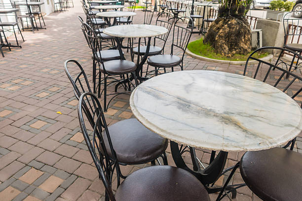 istock Table and chair in restaurant 637232394
