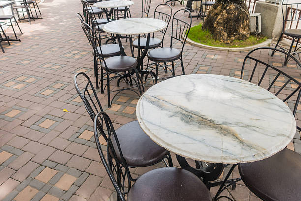 istock Table and chair in restaurant 637232432