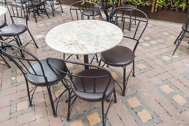 istock Table and chair in restaurant 637232506
