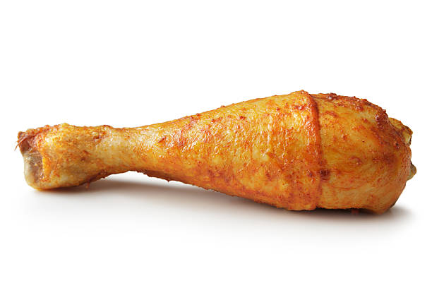 istock Poultry: Roast Chicken Drumstick Isolated on White Background 637233832