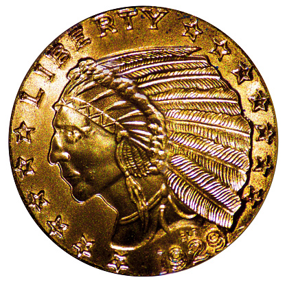 five dollar indian head gold coin incusive isolated