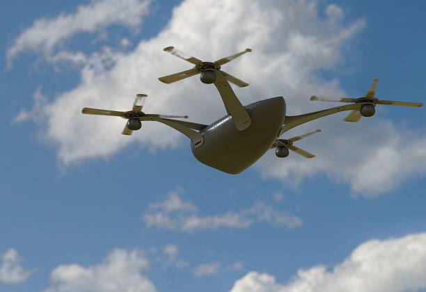 istock modern camera drone in flight, back view of the futuristic 637234884
