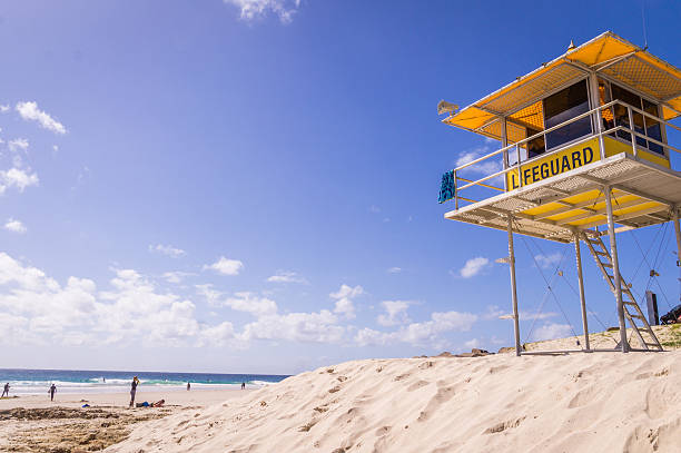 ライフガード タワー オン ビーチ - gold coast australia lifeguard sea ストックフォトと画像