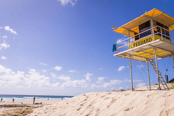 Lifeguard Tower on Beach stock photo