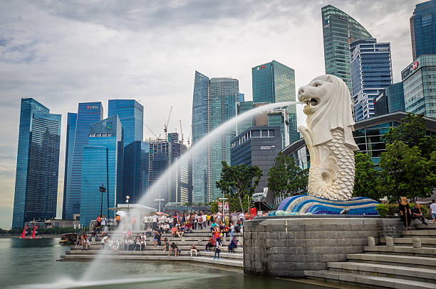 Merlion in Singapore Harbour stock photo