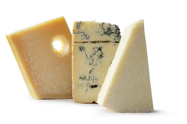 istock Cheese: Gorgonzola, Pecorino and Parmesan Isolated on White Background 637235550