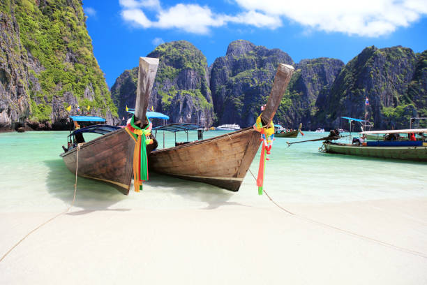 Long tail wooden boats