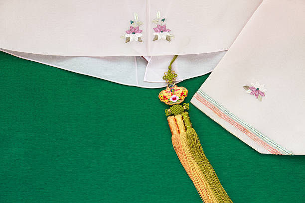 istock Korean traditional silk dress background. 637243086