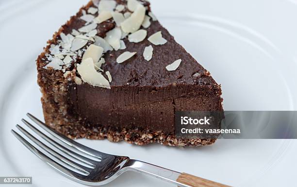Chocolate Raw Vegan Cake Stock Photo - Download Image Now - Almond, Bakery, Brown