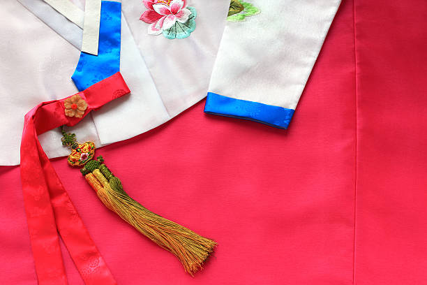 istock Korean traditional silk dress background. 637243206