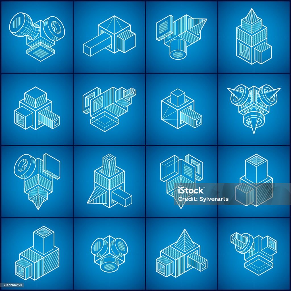 Engineer Abstract Shape Engineering Abstract Shape Vectors Set Stock Illustration - Download ...