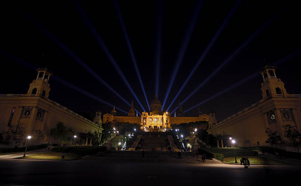 istock Plaza Espana in Barcelona night, aerial view 637244630