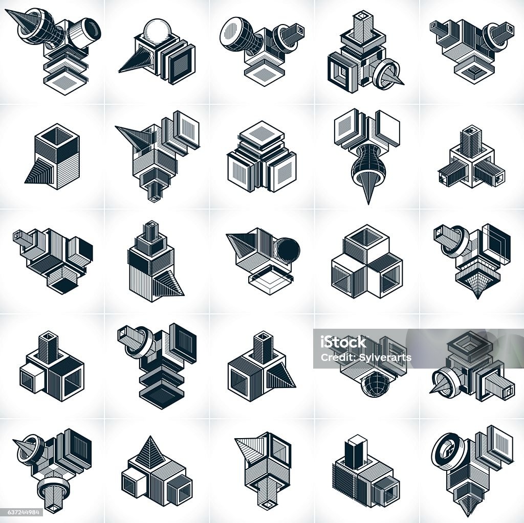 Simple Vector Object Shape Abstract Vectors 3d Simple Geometric Shapes Set Stock Illustration ...