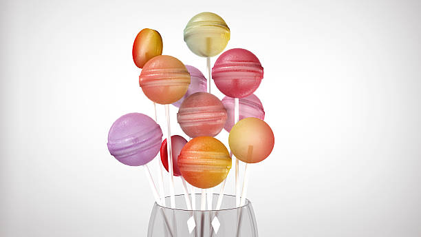 istock Colorful lollipop in glass isolated on white, 3D render 637245838