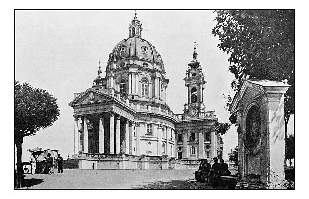 istock Antique dotprinted photographs of Italy: Turin, Basilica di Superga 637247380