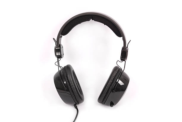 istock Black headphones white background 637250204