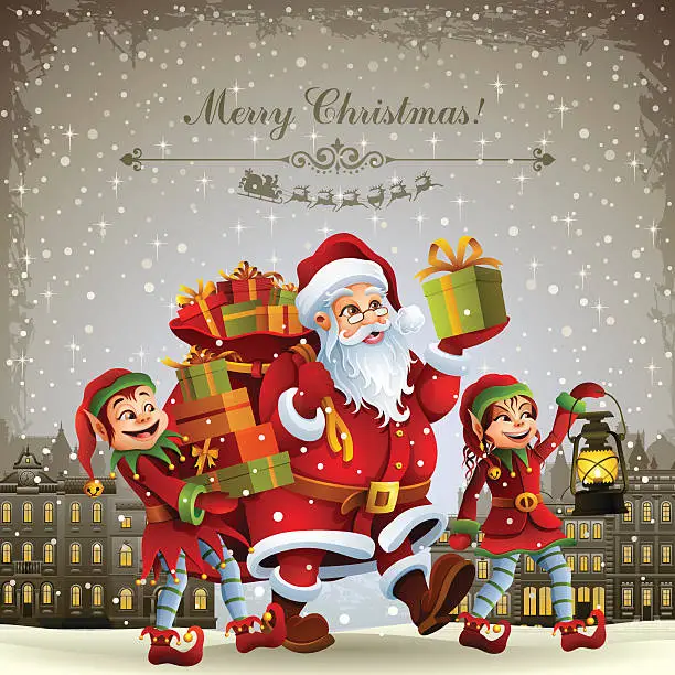 Vector illustration of Santa Claus is coming